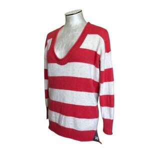 SuperDry Women’s Soft Nylon Angora Wool Blend
Sweater Striped Red&Cream Medium